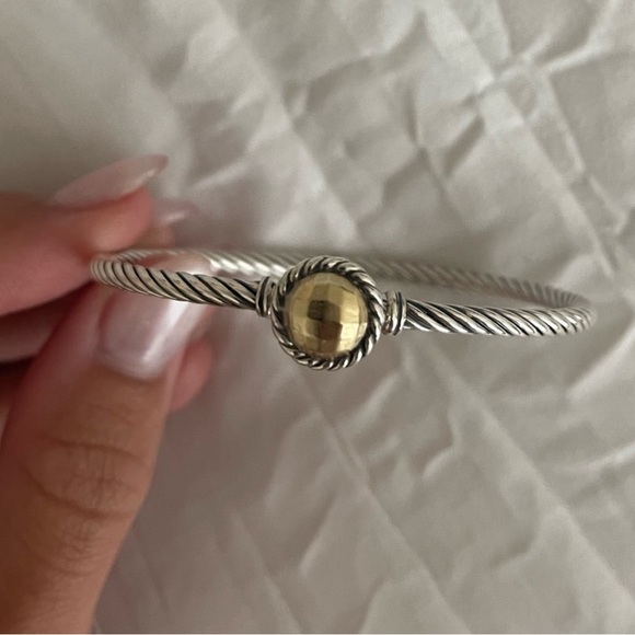 DAVID YURMAN silver CABLE BRACELET with gold dome Chatelaine like new - Picture 4 of 4